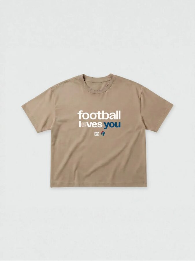 The Core Brown Football Loves You oversized tee with the NC Courage crest
