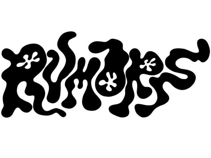 Rumors logo, a psychedelic liquid wordmark