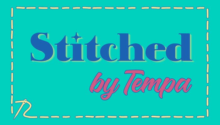 Stitched by Tempa logo with a needle and thread mark